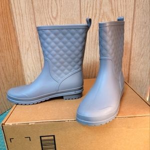 Women's Mid Calf Rain Boots Waterproof Lightweight Garden Shoes sz 7 Grey
